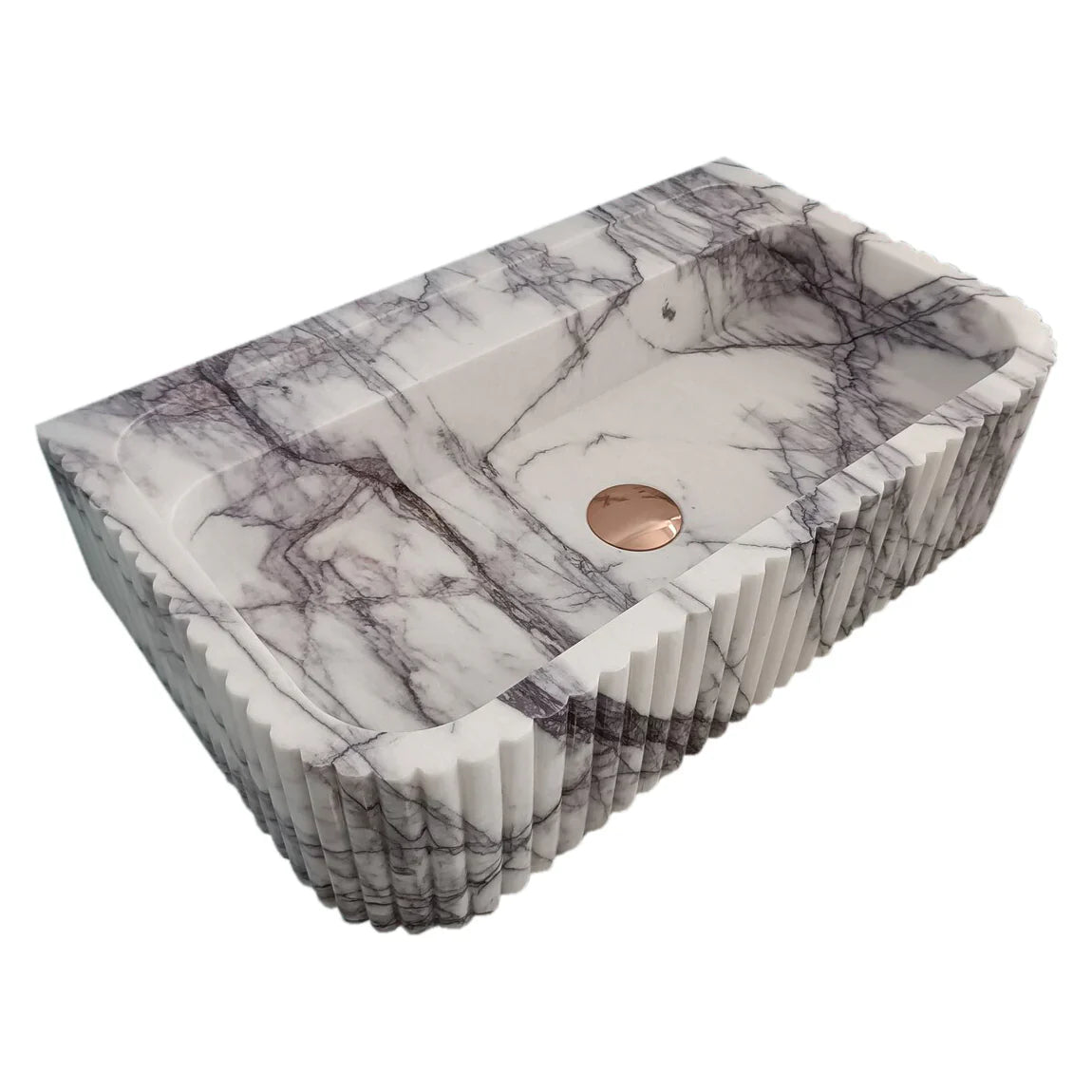 New York Marble Wall Mount Bathroom Sink Ribbed Textured Finish - 24 Inch Length