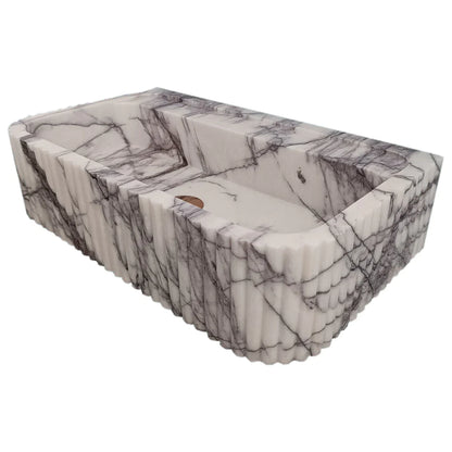 New York Marble Wall Mount Bathroom Sink Ribbed Textured Finish - 24 Inch Length