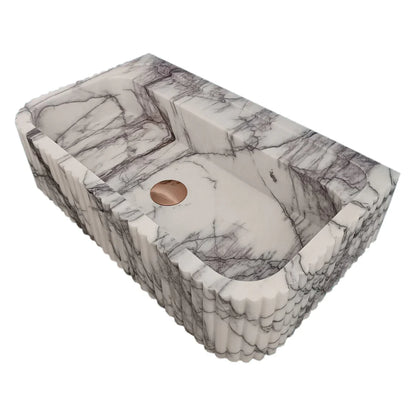 New York Marble Wall Mount Bathroom Sink Ribbed Textured Finish - 24 Inch Length