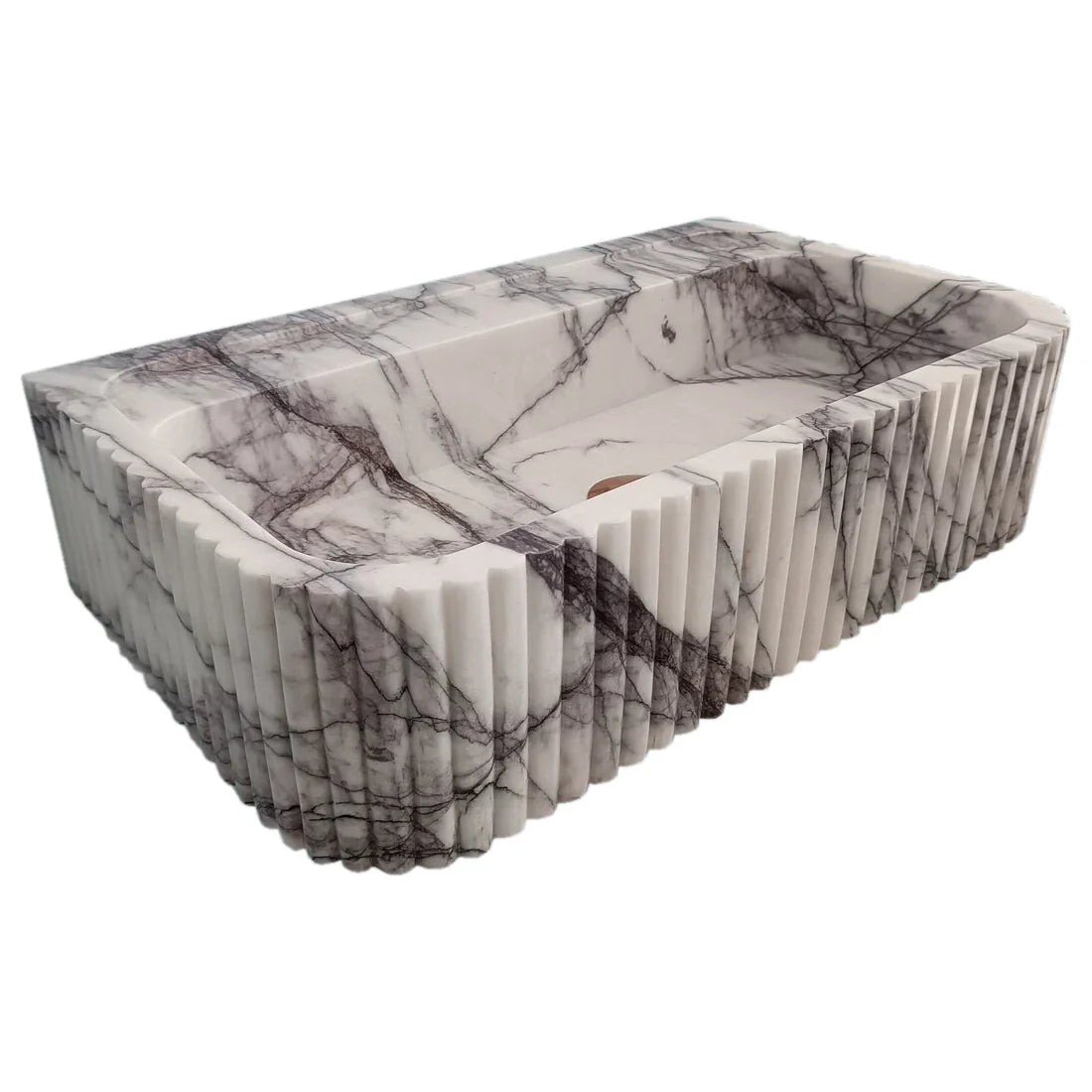 New York Marble Wall Mount Bathroom Sink Ribbed Textured Finish - 24 Inch Length