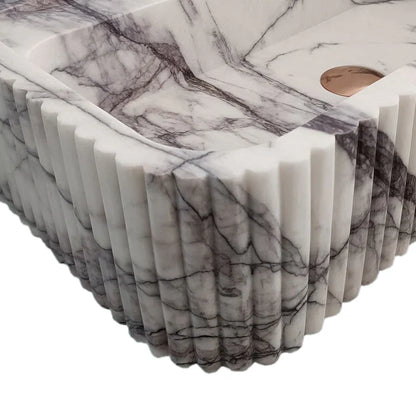New York Marble Wall Mount Bathroom Sink Ribbed Textured Finish - 24 Inch Length