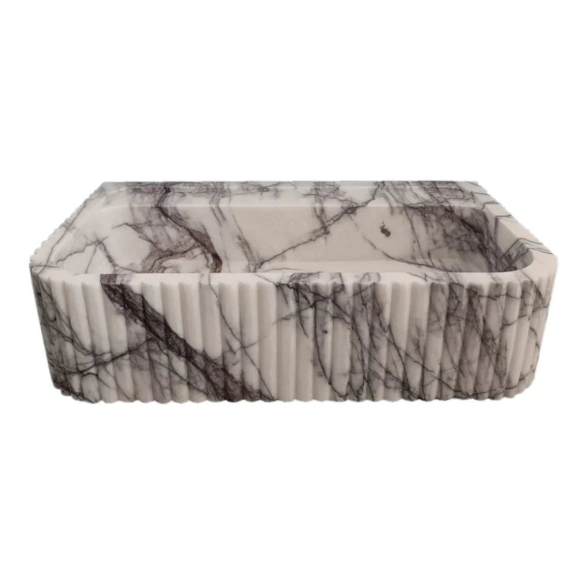 New York Marble Wall Mount Bathroom Sink Ribbed Textured Finish - 24 Inch Length