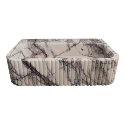 New York Marble Wall Mount Bathroom Sink Ribbed Textured Finish - 24 Inch Length