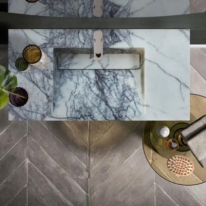 Modern White Marble Bathroom Wall Mount Sink Polished