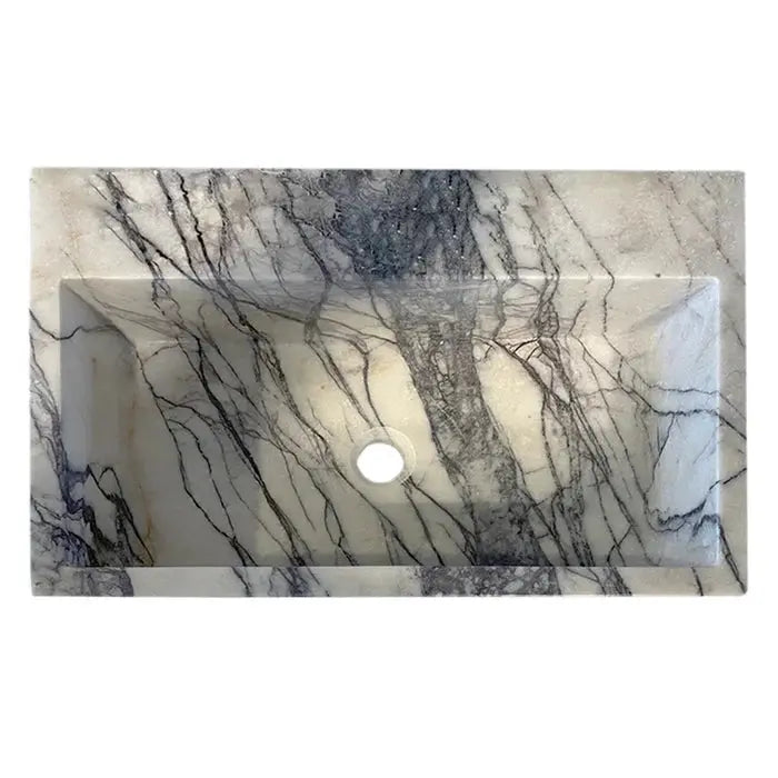 White Turkish Marble Wall Mount Bathroom Sink With Backsplash