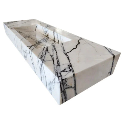 Turkish Marble Wall-mount Rectangular Bathroom Sink 43 Inch - Polished