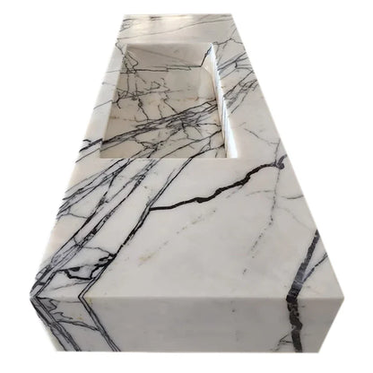 Turkish Marble Wall-mount Rectangular Bathroom Sink 43 Inch - Polished