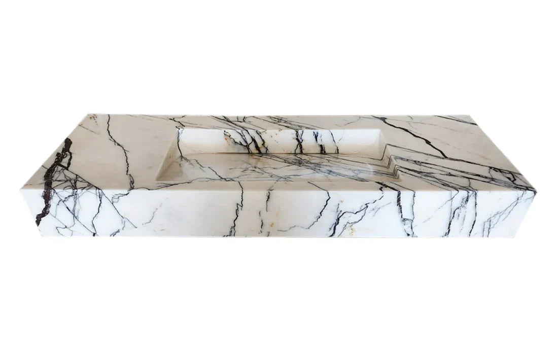 Turkish Marble Wall-mount Rectangular Bathroom Sink 43 Inch - Polished