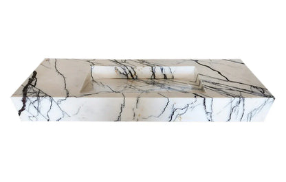 Turkish Marble Wall-mount Rectangular Bathroom Sink 43 Inch - Polished