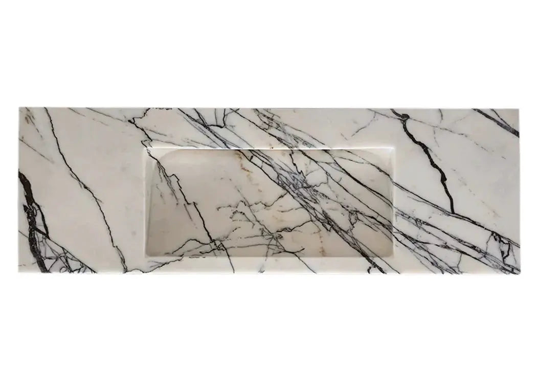 Handcrafted Wall Mount Natural Marble Bathroom Sink Polished