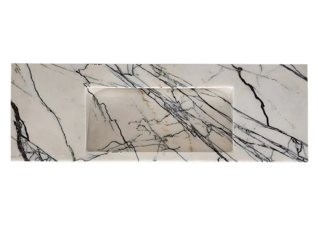 Turkish Marble Wall-mount Rectangular Bathroom Sink 43 Inch - Polished