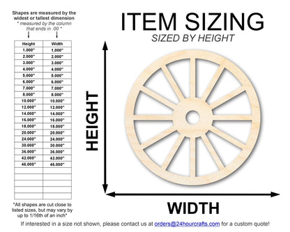 Unfinished Wood Wagon Wheel Shape | Rustic Farmhouse | DIY Craft Cutout | Up to 24"