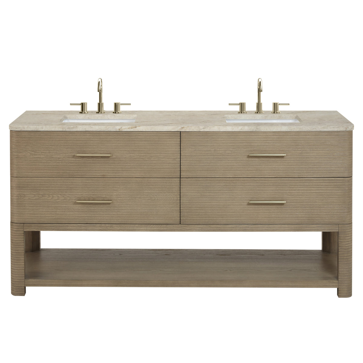 James Martin Lucian 72" Double Bathroom Vanity, Pebble Oak