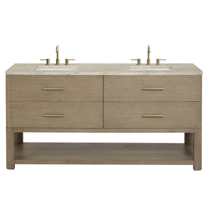 James Martin Lucian 72" Double Bathroom Vanity, Pebble Oak