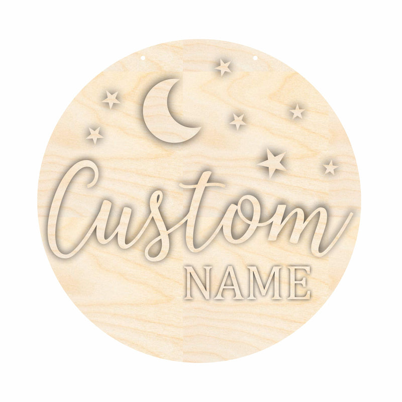 Unfinished Wood Custom Name Night Time Door Sign Kit | Wood Craft Cutouts | 1/4" Thick |