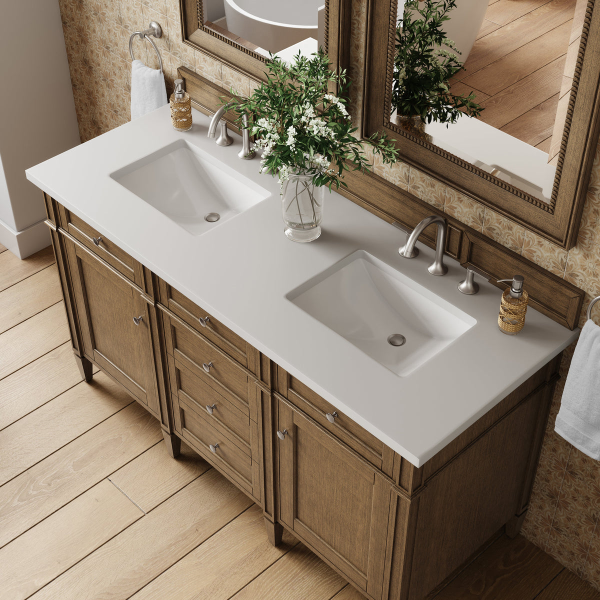 James Martin Brittany 60" Double Bathroom Vanity, Saddle Brown