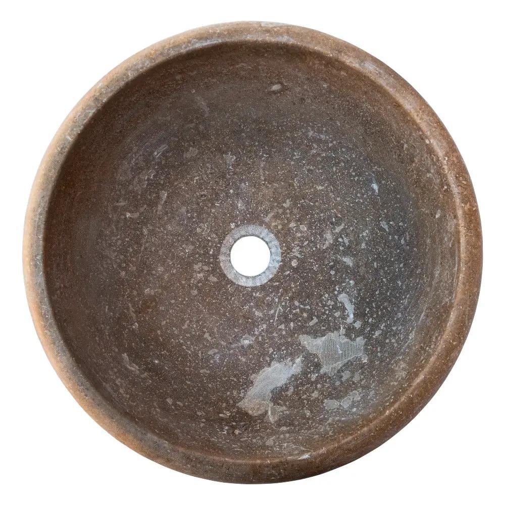 Noce Brown Turkish Handcrafted Travertine Drop-In Bathroom Sink