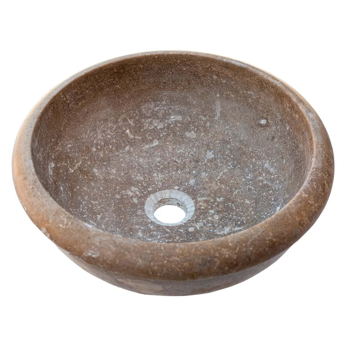 Noce Brown Turkish Handcrafted Travertine Drop-In Bathroom Sink