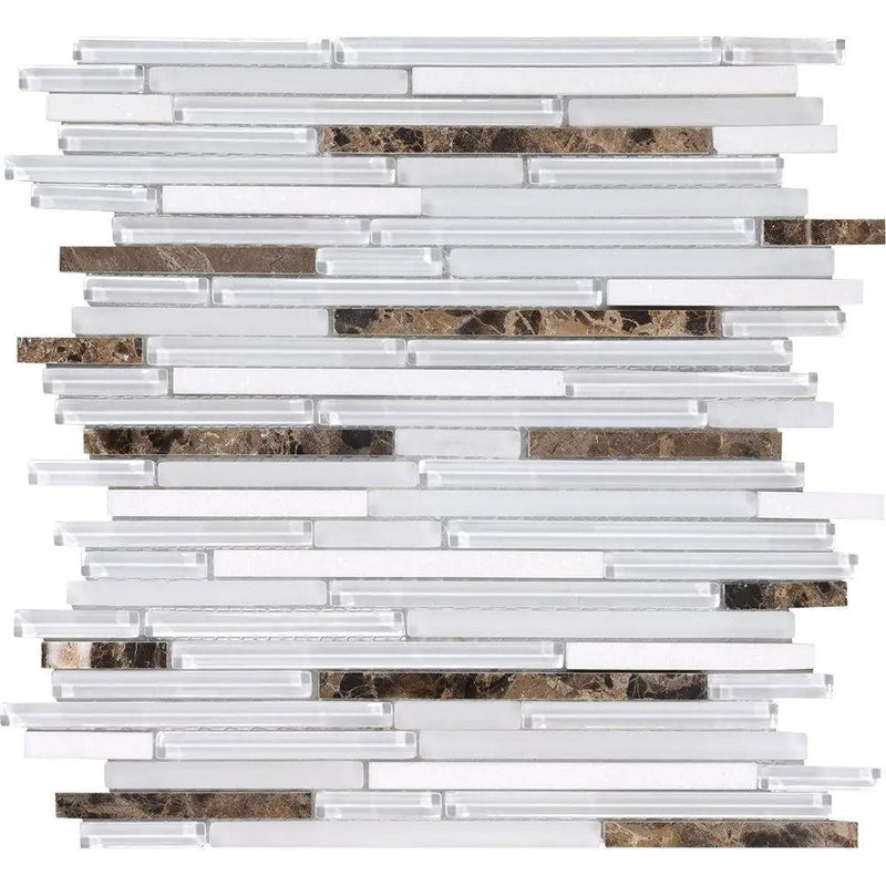 Noce De Kokas Gloss Liner Blend Glass Mosaics 12x12