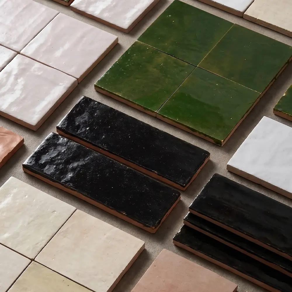 Urban Ebony Glossy Subway Zellige Tiles 2x6