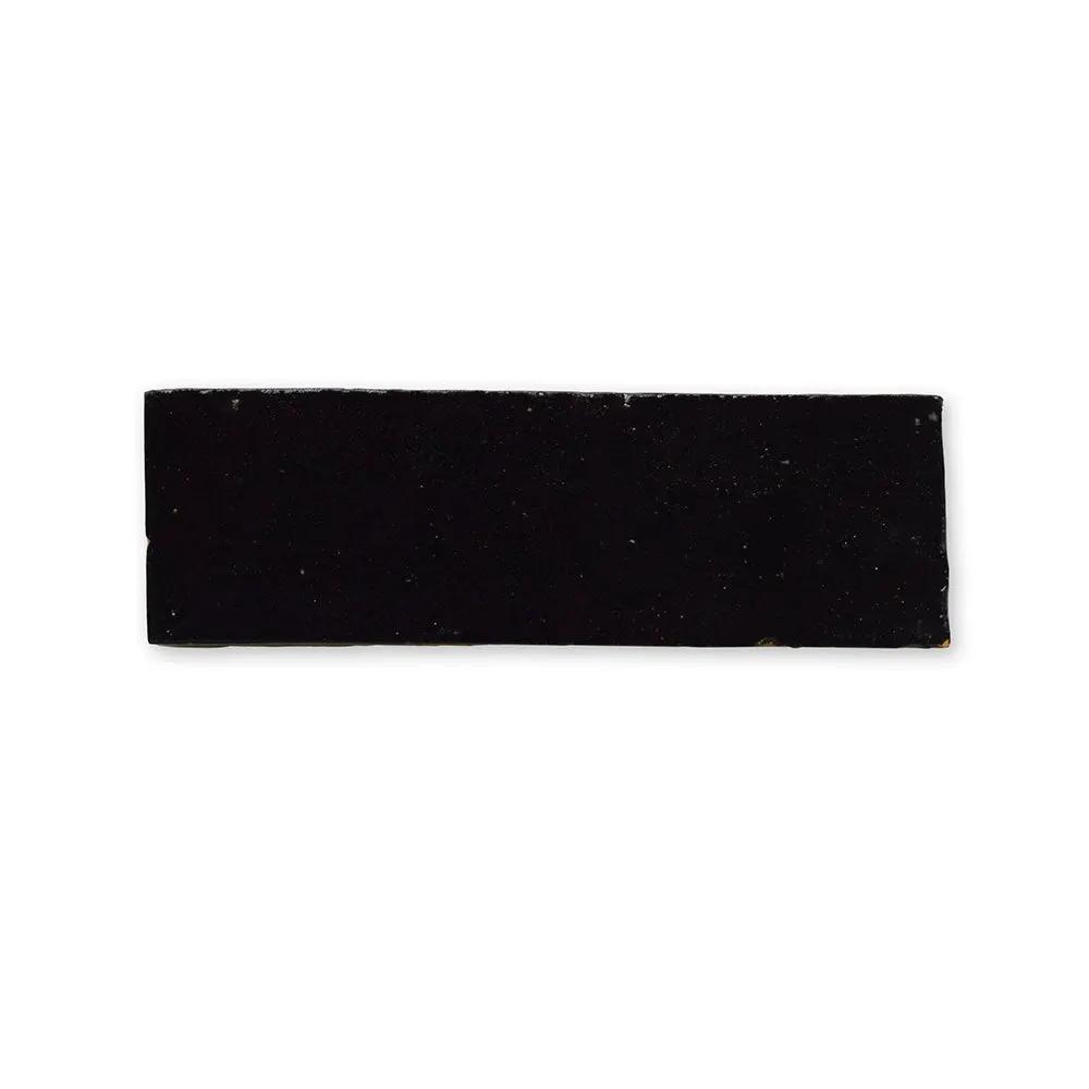 Urban Ebony Glossy Subway Zellige Tiles 2x6