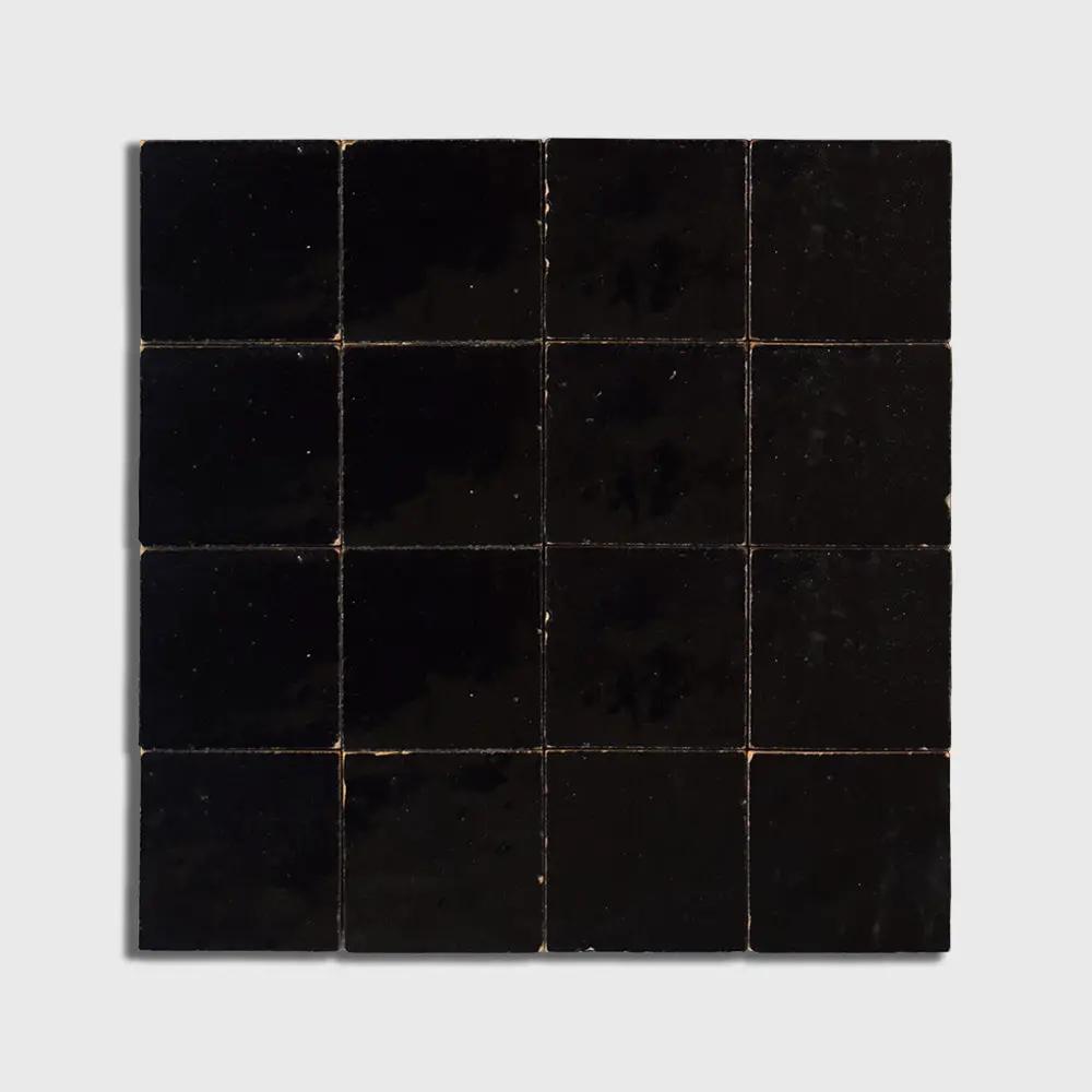 Urban Ebony Glossy Zellige Mosaics 12x12