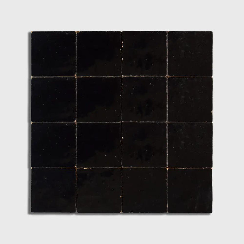 Urban Ebony Glossy Zellige Mosaics 12x12