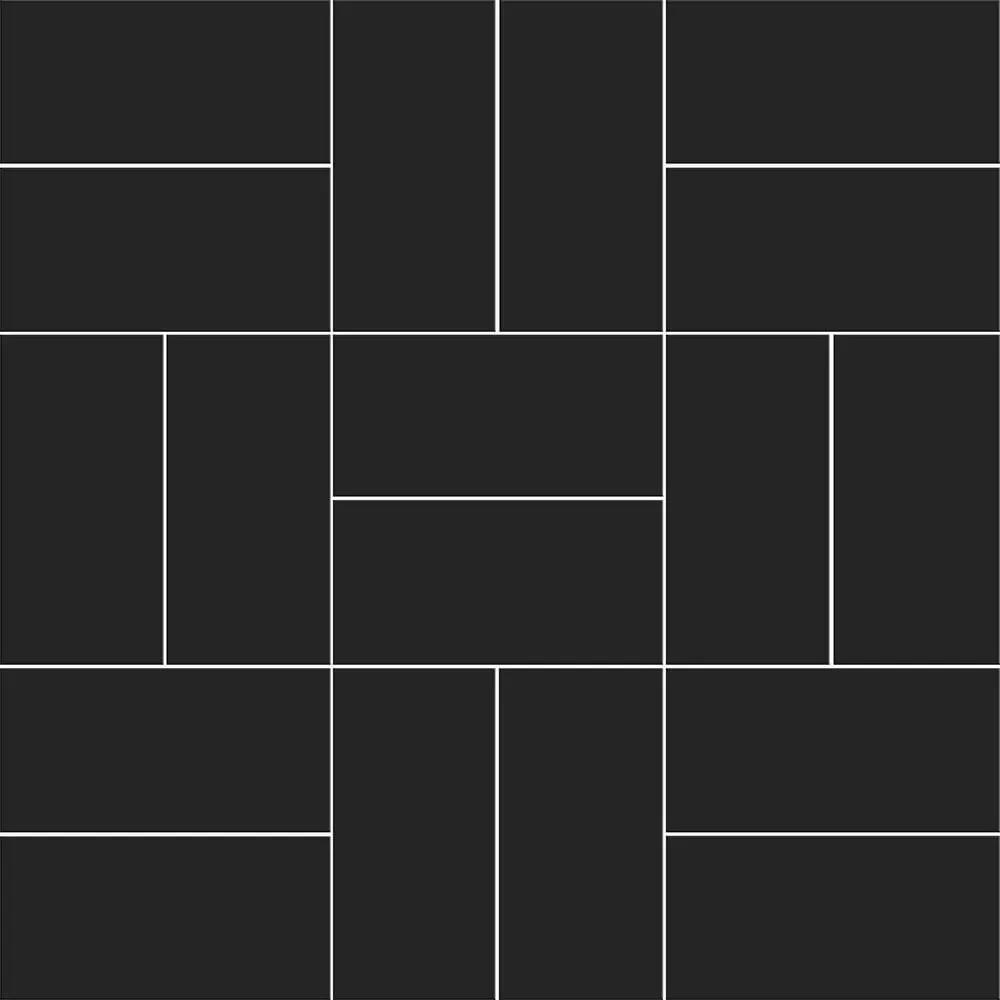 Noir Matte Crosshatch Ceramic Mosaics 12x12