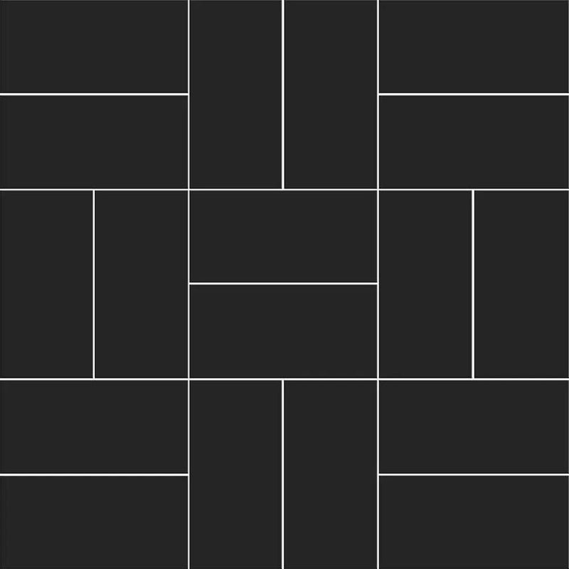 Noir Matte Crosshatch Ceramic Mosaics 12x12