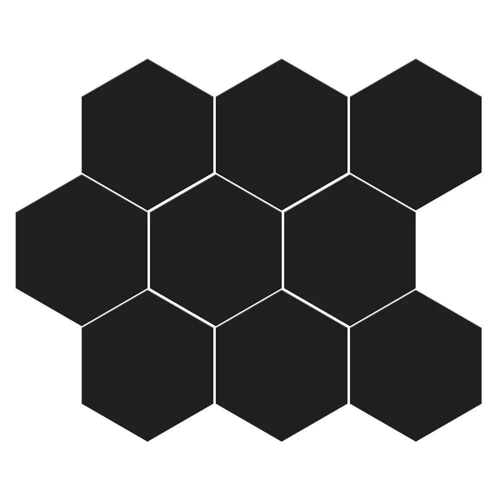 Noir Matte Midi Hexagon Ceramic Mosaics 8x10