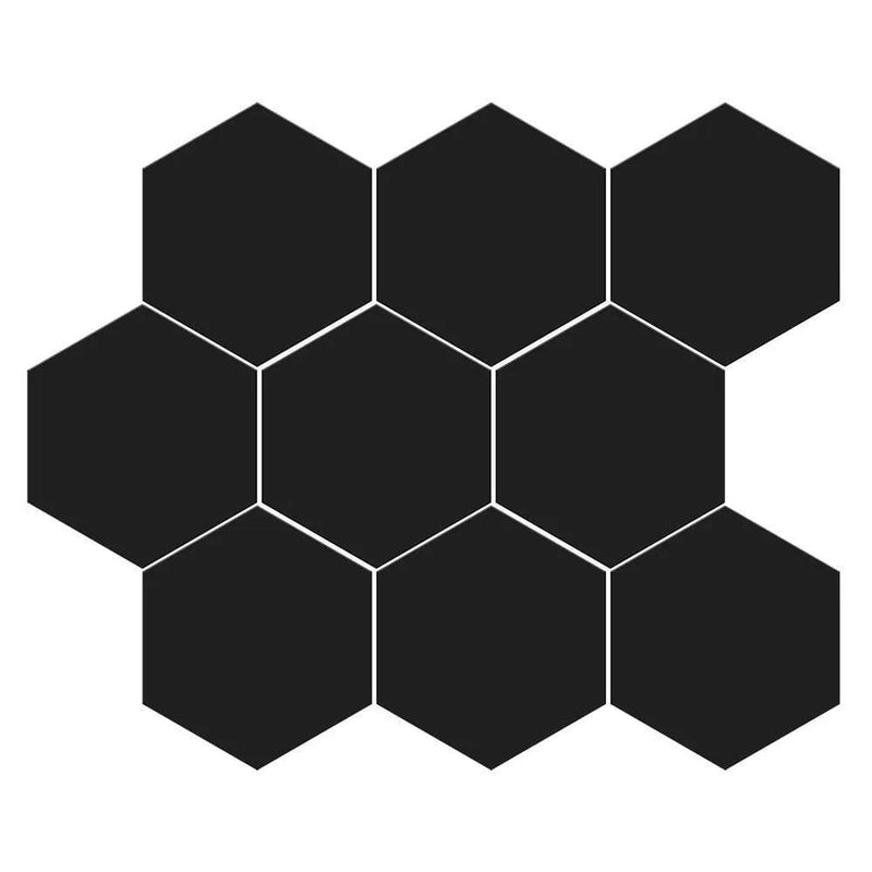 Noir Matte Midi Hexagon Ceramic Mosaics 8x10