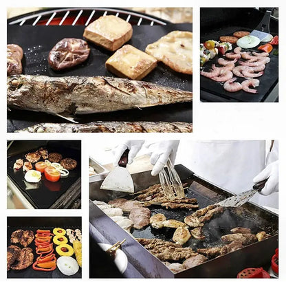 Non-stick black bbq grill mat kitchen and outdoor cooking accessory