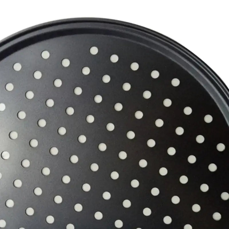 Non stick black carbon steel perforated pizza pan kitchen baking tray