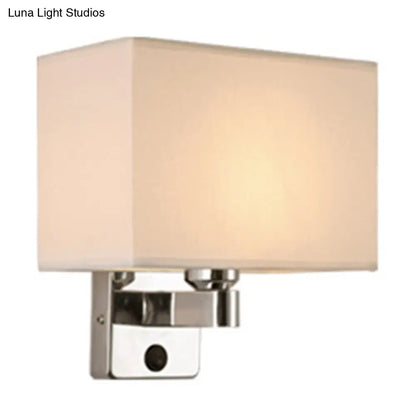 DecorBites™ Nordic 1-Light Bedroom Wall Lamp with Chrome Sconce and Oval/Square Fabric Shade (Black/White/Beige)