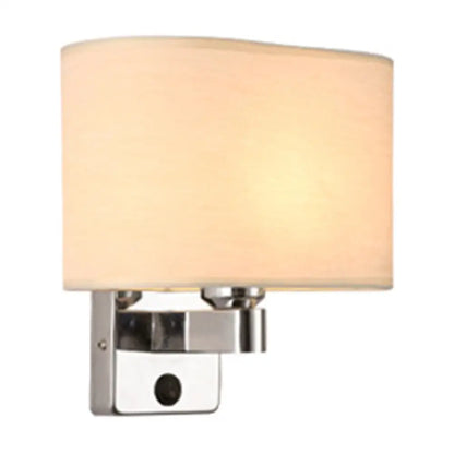 DecorBites™ Nordic 1-Light Bedroom Wall Lamp with Chrome Sconce and Oval/Square Fabric Shade (Black/White/Beige)