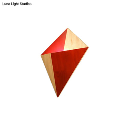 DecorBites™ Nordic 1-Light Splicing Pyramid Wall Sconce with Adjustable Rubber Wood Shade in Black/Red/White