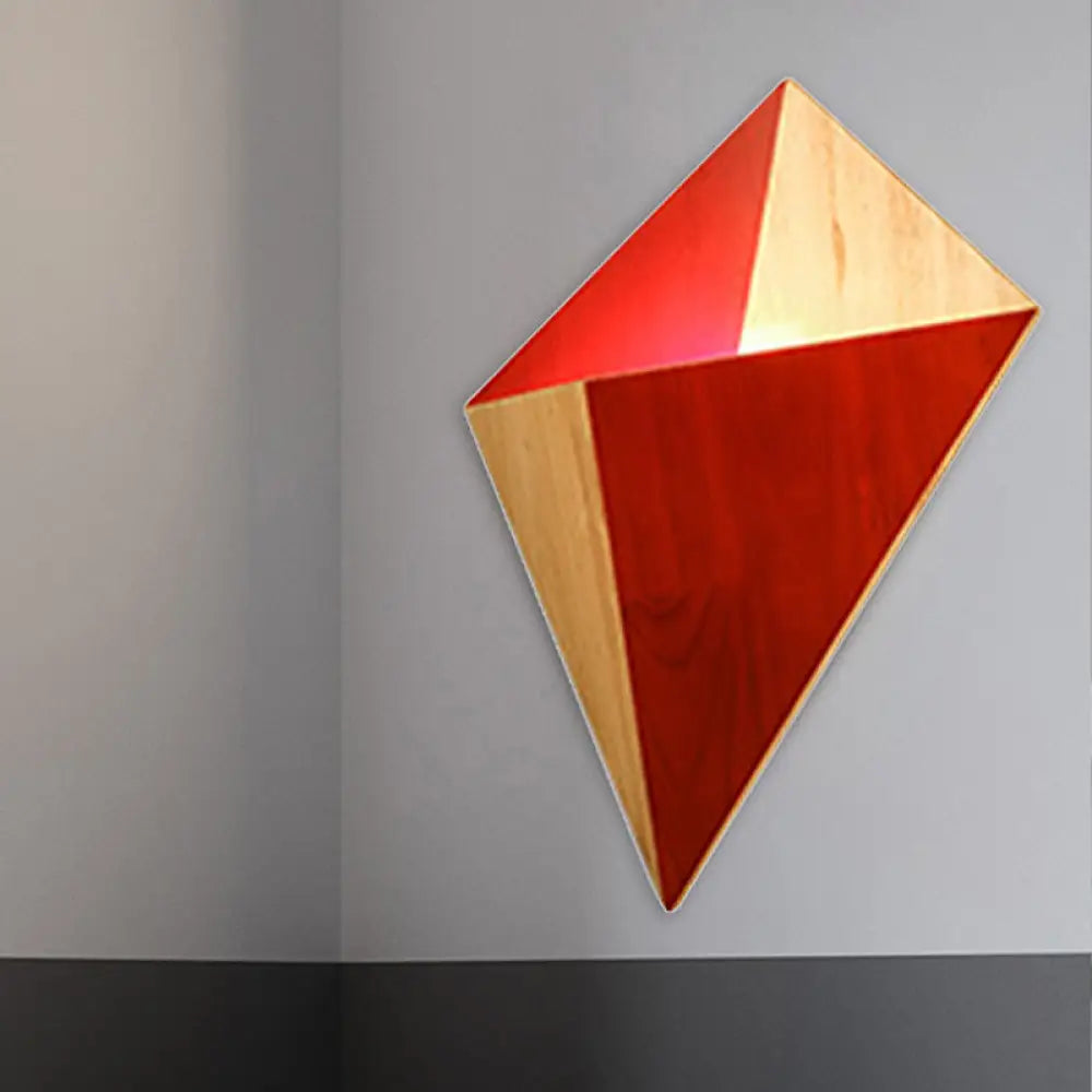 DecorBites™ Nordic 1-Light Splicing Pyramid Wall Sconce with Adjustable Rubber Wood Shade in Black/Red/White