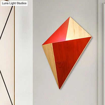 DecorBites™ Nordic 1-Light Splicing Pyramid Wall Sconce with Adjustable Rubber Wood Shade in Black/Red/White