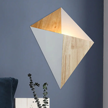 DecorBites™ Nordic 1-Light Splicing Pyramid Wall Sconce with Adjustable Rubber Wood Shade in Black/Red/White