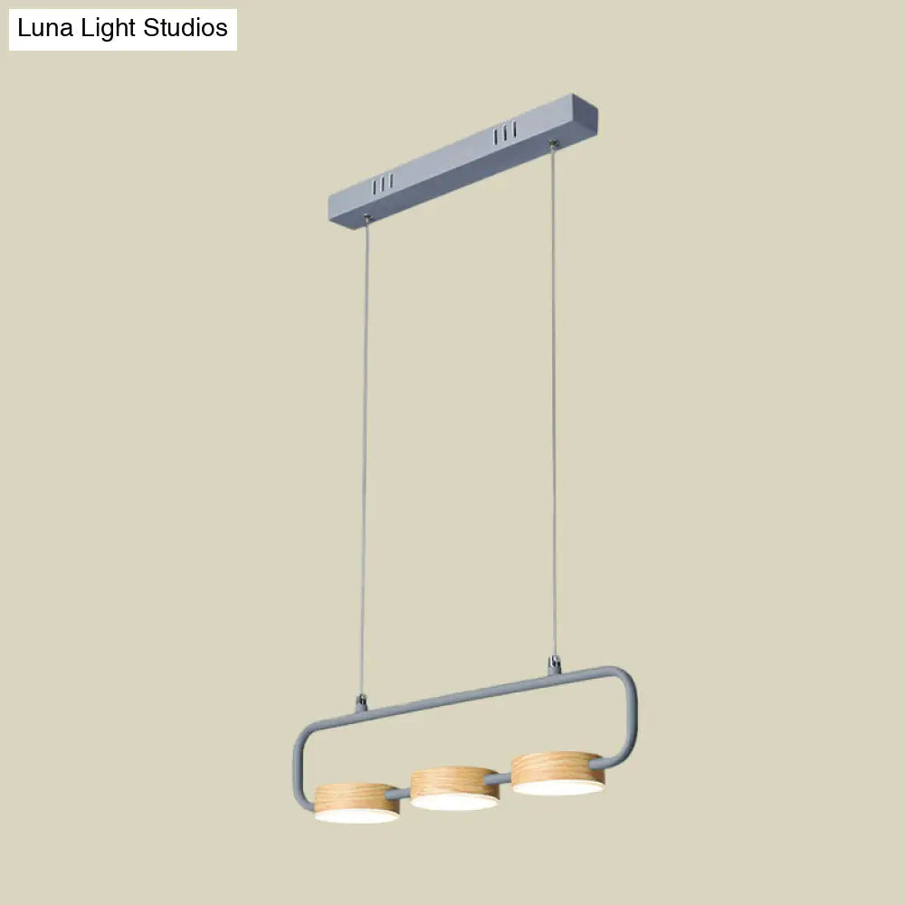 DecorBites™ Nordic 3-Light Hanging Pendant with Metal and Wood Accents for Kitchen Island