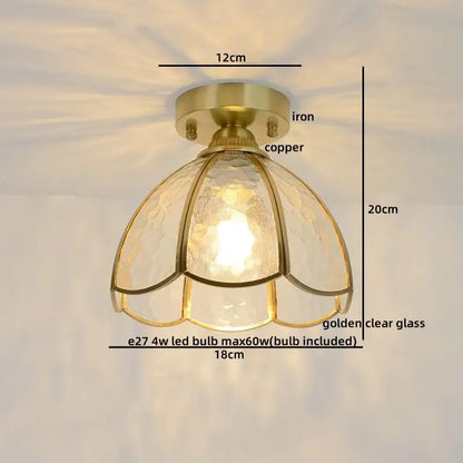 Nordic amber & teal stained glass copper led ceiling light bedroom