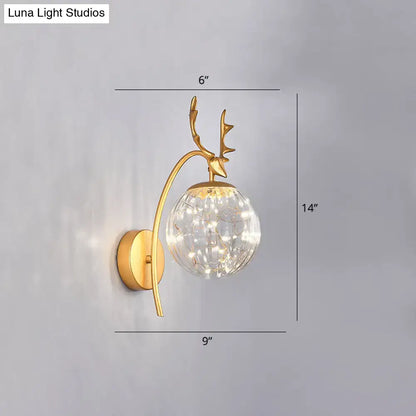 Nordic ball wall mount black antler sconce bedroom fairy light