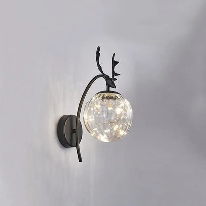 Nordic ball wall mount black antler sconce bedroom fairy light