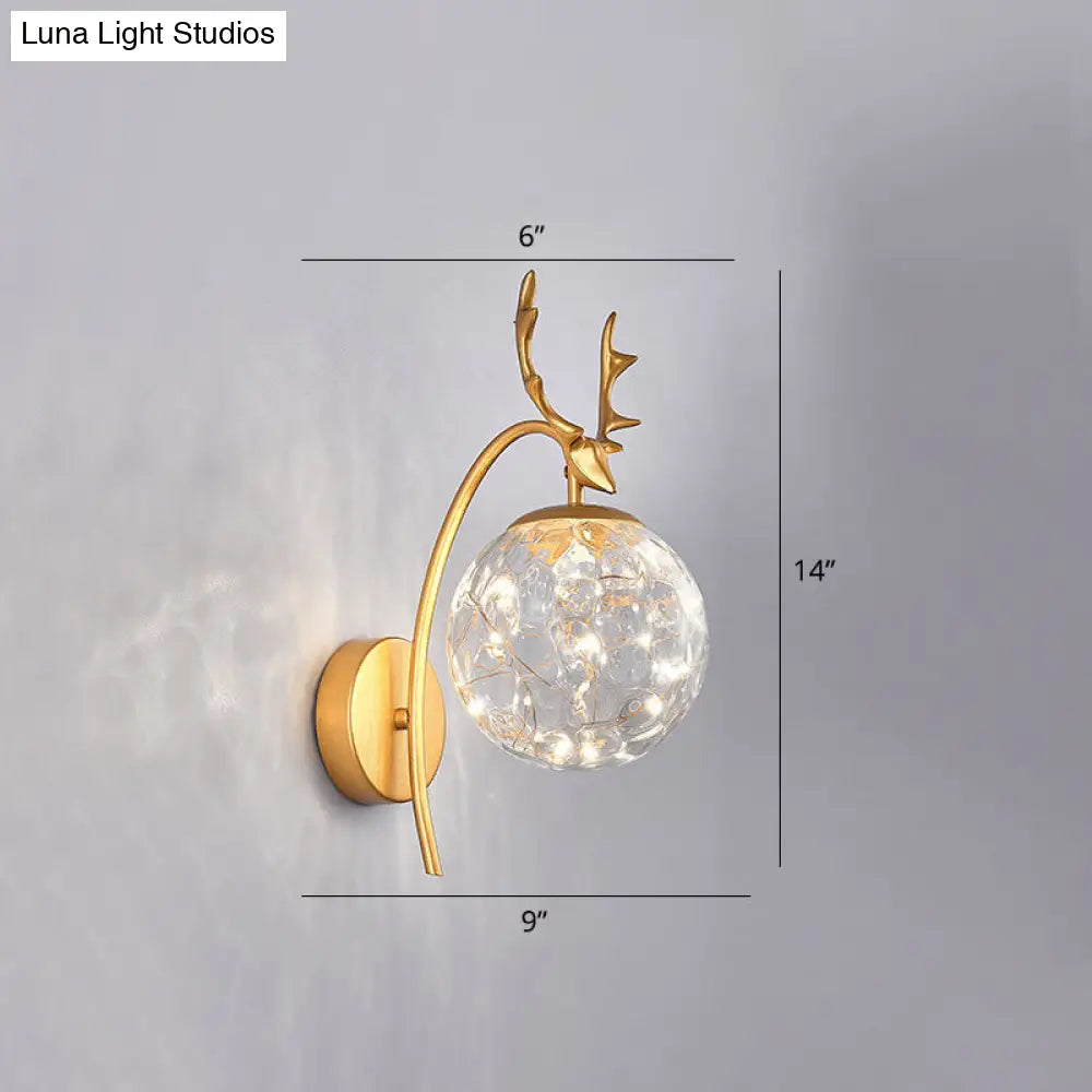 DecorBites™ Nordic Ball Wall Mount LED Glass Stairs Sconce Light with Antler Decor - Starry Illumination