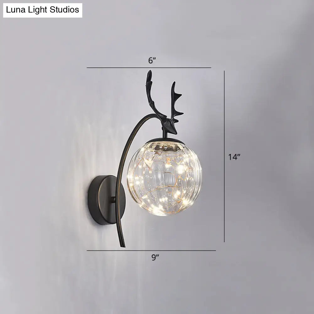 DecorBites™ Nordic Ball Wall Mount LED Glass Stairs Sconce Light with Antler Decor - Starry Illumination