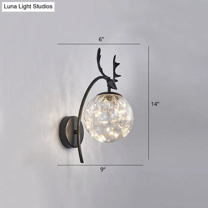 DecorBites™ Nordic Ball Wall Mount LED Glass Stairs Sconce Light with Antler Decor - Starry Illumination