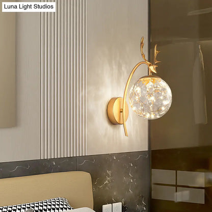 DecorBites™ Nordic Ball Wall Mount LED Glass Stairs Sconce Light with Antler Decor - Starry Illumination