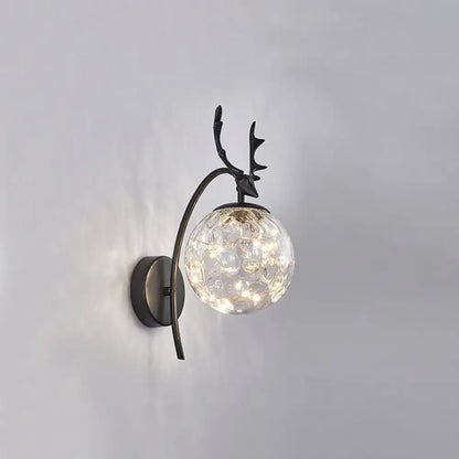 DecorBites™ Nordic Ball Wall Mount LED Glass Stairs Sconce Light with Antler Decor - Starry Illumination