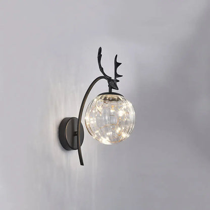DecorBites™ Nordic Ball Wall Mount LED Glass Stairs Sconce Light with Antler Decor - Starry Illumination