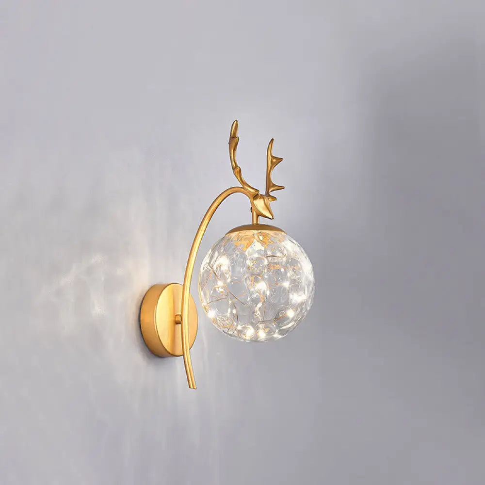 DecorBites™ Nordic Ball Wall Mount LED Glass Stairs Sconce Light with Antler Decor - Starry Illumination